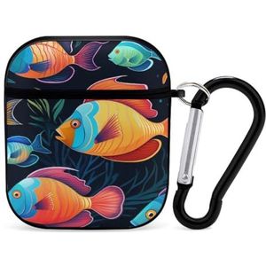 Tropische Vissen Leuke Case Voor AirPods 2&1 Schokbestendige Beschermende Hoofdtelefoon Gevallen Cover Met Sleutelhanger Voor Mannen Vrouwen