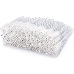 100 stuks mascara toverstokken, kristallen borstel voor wimperverlengingen, spooly wimper wenkbrauw wimper toverstaf applicator make-up kits (wit)