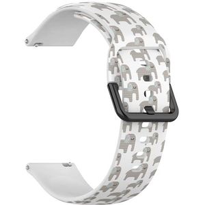 RYANUKA Compatibel met Fossil Gen 5 Carlyle/Julianna/Garrett HR, Q Explorist Gen 4/3, Sport 43 mm, Gen 5E 44 mm, (schattige Srtipes olifant) 22 mm zachte siliconen sportband armband band