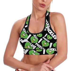 I Love Pickles Ademend Sport BH's voor Vrouwen Draadloze Workout Yoga Vest Ondergoed Racerback Crop Tank Top S