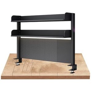 Klem op bureau organizer plank, bureauverlenging, pegboard werkstation, computerbureauaccessoires voor kantoor, privacypaneel voor gamingbureau, klembevestiging 23,6/31,5/39,3 inch bureaurek (zwart,