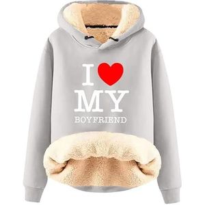 keephenDE I Love My Boyfriend dames grappige letter 3D-print hoodies fleece gevoerde capuchon sweatshirt lange mouwen pullover tops, # 7, M