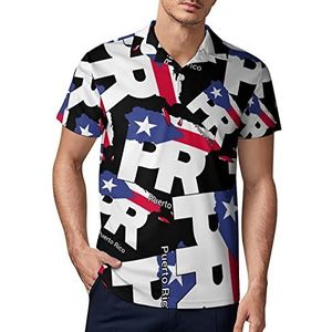 Puerto Rico kaart vlag heren golf poloshirt zomer korte mouw T-shirt casual sneldrogende T-shirts M