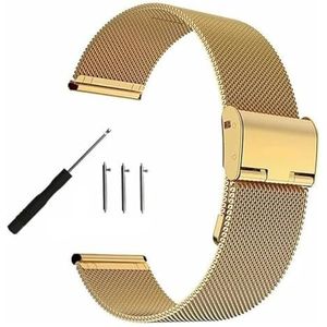 Metalen horloge van roestvrij staal, Horlogebanden 14 16 18 20 22 24 mm Quick Release roestvrijstalen en Milanese horlogeband Metalen vouwhorlogegesp Universele horlogeaccessoires(Golda,24mm)
