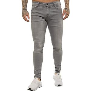 989Zé ENZO Heren Super Skinny Sim Fit Stretch Jeans Denim Broek EZ326 Alle Taille Maten UK, Grijs, 30W / 30L