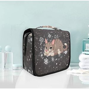 Opknoping opvouwbare toilettas Sneeuwvlok Katten Make-up Reizen Organizer Tassen Case voor Vrouwen Meisjes Badkamer