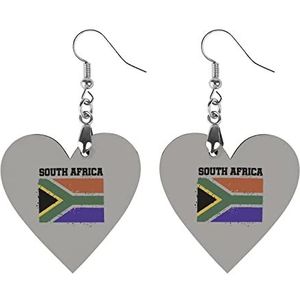 Zuid-Afrika Vlag Mode Leuke Oorbellen Grappige Geschilderde Houten Sieraden Geschenken Voor Vrouwen Ster