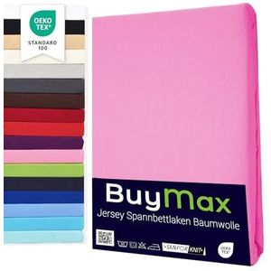 Buymax Hoeslaken, 120 x 200 cm, 100% katoen, hoeslaken, bedlaken, jersey, matrashoogte tot 25 cm, kleur oudroze