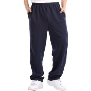 Lange Maat Fitness Joggingbroeken For Heren Tailleband Broeken Zakken Warm Casual Joggingbroeken Baggy Brede Joggingbroeken Sportkleding(Navy blue,3XL)