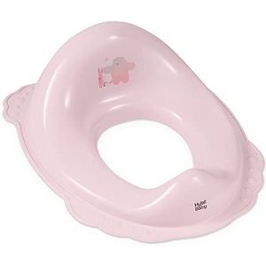 Hylat Baby Toiletbril voor kinderen, nuttig bij toilettraining, voor meisjes en jongens, solide materiaal, antislip rubber, kleur: roze, motief: vrienden, merk: Hylat Baby