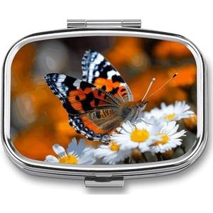 Leuke Pil Organizer Vlinder in Bloem Gedrukt Draagbare Reizen Pillendoos Mini Pillendoos Kan Buiten worden gebruikt