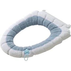 Toiletbrilkussens, Universele toiletbrilhoes, veelkleurig, zacht en warm, wasbaar(Blue)