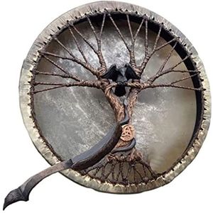 Sjamaan trommel, Tree of Life Drum Ethereal Drum Handgemaakte draagbare tongtrommel met drumstok Volwassen drum