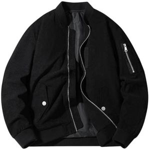 Anybird Heren Corduroy Bomberjack Volledig Met Rits Casual Trucker Vintage Stijlvolle Herfstjassen,zwart,3XL