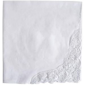 Zakdoeken - Wit - Elegante Kant Bijgesneden - Delicate Bloem