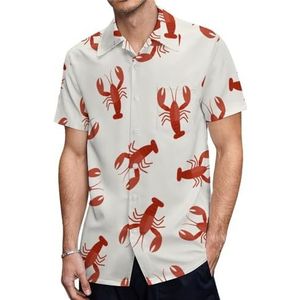 Rode Rivierkreeft Heren Korte Mouw Shirts Casual Button-down Tops T-shirts Hawaiiaanse Strand Tees 5XL