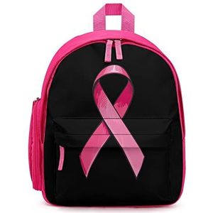 Roze satijnen lint borstkanker rugzak bedrukte laptop rugzak schoudertas casual reizen dagrugzak voor mannen vrouwen roze stijl