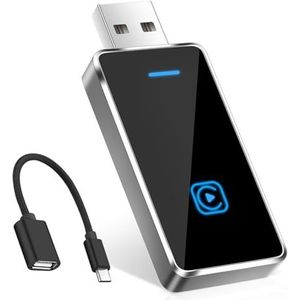 Monemey Draadloze CarPlay-adapter, USB C/A plug and play, upgrade CarPlay dongle converteert bekabeld naar draadloos voor iPhone, Apple iPhone iOS 10+ en auto met CarPlay