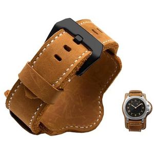 YingYou Retro Dikke Lederen Horlogeband Horlogeband Heren Polshorloge Band Horloges Band 20 22 24mm 26mm Bruin Zwart Met Mat (Color : Brown black buckle, Size : 26mm)