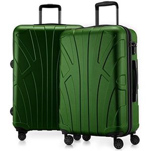 Suitline - 2-delige trolley - kofferset maten, groen, 2er Set M, Kofferset