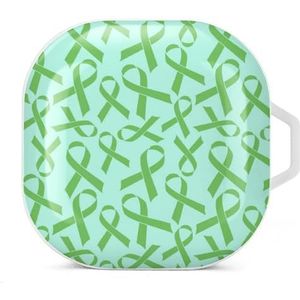 Lymfoom kanker groen lint oordopjes hoesje compatibel met Samsung hard shell beschermhoes witte stijl