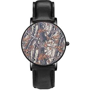 Camouflage Vintage Stijl Klassieke Patroon Horloges Persoonlijkheid Business Casual Horloges Mannen Vrouwen Quartz Analoge Horloges, Zwart