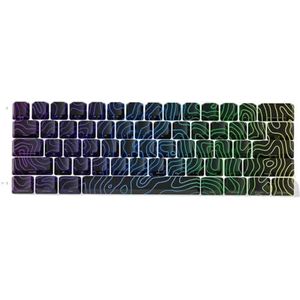 QPSJXN OEM IMD-Tech Keycap Set 118 met topografisch patroon glans ontwerp (zwart 61 toetsen)