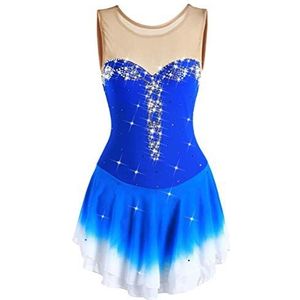Blauw,11/13,PONNYC Mouwloze Kunstschaatsjurk Voor Meisjes Rolschaats Rokken Met Kleurverloop Schaats Kleding Met Flash Diamond Hoge Elasticiteit Turnpakjes Voor Artistieke Gymnastiek