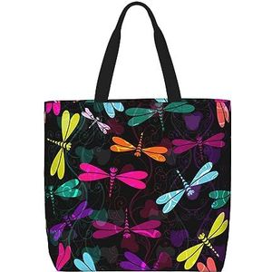 OdDdot Vlinder Klokken Print Tote Bag, Hobo Bag Crossbody Tas Voor Vrouwen Grote Capaciteit Mama Tas Schoudertas, Schattige libel, Eén maat