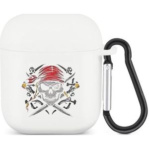Dead Man's Chest Skull Crossbone Piraat Leuke Case voor AirPods 2&1 Schokbestendige Beschermende Hoofdtelefoon Gevallen Cover Met Sleutelhanger voor Mannen Vrouwen