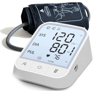 Auriva Bloeddrukmeter bovenarm - Bloeddrukmeter - Hartslagmeter - Onregelmatige hartslag - Risico-indicator - Manchet 22 tot 42 cm - CE gecertificeerd - Incl. Batterijen + opbergtas