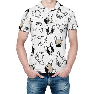 Franse Bulldog mopshond hoofd heren shirt met korte mouwen golfshirts normale pasvorm tennis T-shirt casual business tops