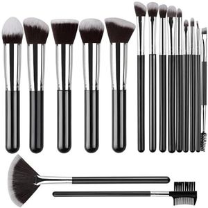 14/16Pcs ABS Plastic Make-up Borstel Set Kunstenaarschap Borstels Kabuki Poeder Borstel Oogschaduw Stippling Borstel Premium Synthetische Make Up Borstel Set Voor Contouring Concealer Foundation