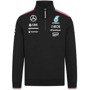 Mercedes AMG Petronas F1 2024 Team sweater voor heren, 1/4 rits, Zwart, L