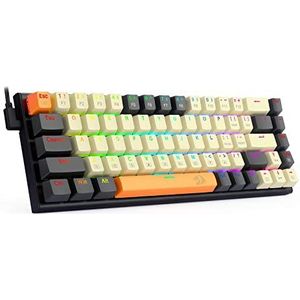 Redragon K633CGO-RGB - Mechanisch Gamingtoetsenbord - Zwart/Beige/Oranje - 68 Toetsen - Bedraad