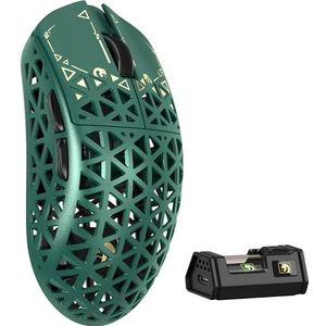 MAMBASNAKE M5 Ultra Carbon Fiber 8000Hz Draadloze Gamingmuis Met Tot 42.000 DPI, PAW3950MAX Sensor, 39g Ultralicht, Nordic 52840 Chip, 2,4GHz Draadloos/BT/Bedraad, voor PC/Xbox/PS/Mac - Groen