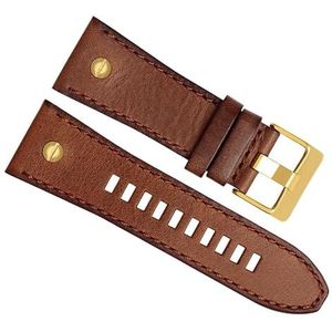 dayeer Lederen horlogeband Voor diesel DZ4476/4482 DZ7408 7406 4318 band Grote maat Mannen Horloge Band pols riem (Color : 15 Brown gold, Size : 28mm)