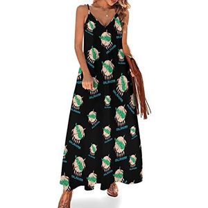 Oklahoma State Flag dames zomer maxi-jurk V-hals mouwloze spaghettibandjes lange jurk