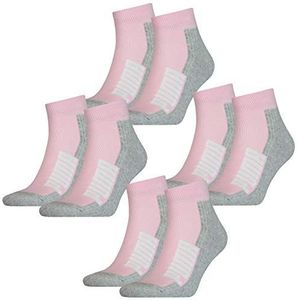 PUMA BWT Cushioned Quarter Sokken, uniseks, 8 stuks, zwart, wit, blauw, roze, 35-38, 39-42, 43-46, 83% katoen