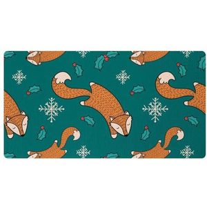 VAPOKF Oranje vossen patroon sneeuwvlokken keuken mat, antislip wasbaar vloertapijt, absorberende keuken matten loper tapijten voor keuken, hal, wasruimte