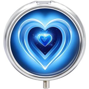 Blauwe Hart Pillendoos Waterdichte Draagbare Geneeskunde Pil Case Vochtbestendige Metalen Reizen Pillendoos Met 3 Compartimenten Geneeskunde Case