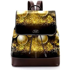 Kerstballen op Glittery gouden achtergrond gepersonaliseerde casual dagrugzak tas voor tiener, Meerkleurig, 27x12.3x32cm, Rugzak Rugzakken