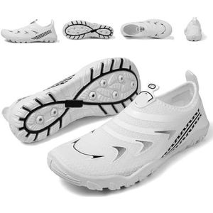Slip On Blotevoetenschoenen voor vrouwen, ademend mesh, antislip, waterdicht, lichtgewicht, Zero Drop zool, minimalistisch, sneldrogend, voor wandelen, surfen, zwemmen, outdoor, Wit, 39.5 EU