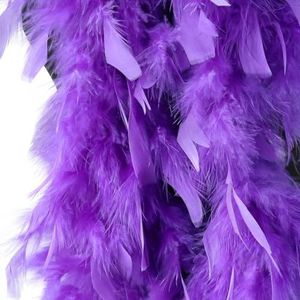 2Yards Fluffy Black Feather Kalkoenboa 38-40g voor Ambachten Bruiloft Kerstdecoratie Sjaal/Sjaal Natuurlijke Pluimen-PAARS-40g