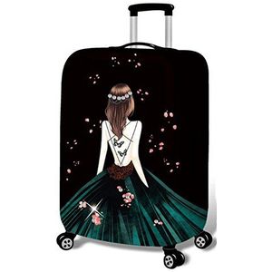 YEKEYI Bagage Protector Case Wasbare Reizen Bagage Cover Leuke Meisje Koffer Protector Past 45-32 Inch, Dgreen Rok Meisje, M (Suitable for 22""-24"" luggage), Modern design