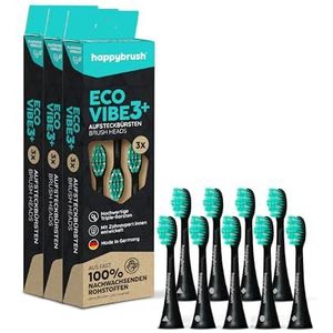 happybrush® Duurzame opzetborstels voor elektrische sonische tandenborstel Eco VIBE 3 - Zwart/Mint - 3x3 stuks