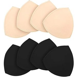 TopBine Uitneembare BH-pads inzetstukken voor dames, comfortabele sportcups, bh-inzet voor bikinitop, badpak, Zwart, beige, M