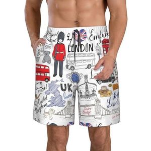 PHTZEZFC I Love London Print strandshorts voor heren, zomershorts met sneldrogende technologie, licht en casual, Wit, M