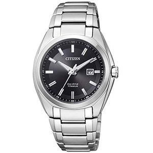 Citizen Analoog Eco-Drive horloge voor dames, met titanium armband, zilver/zwart, armband