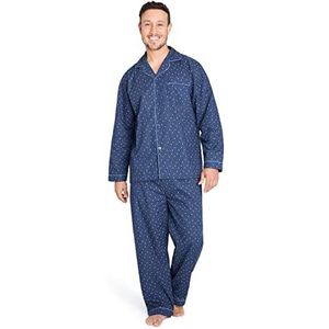 CityComfort Heren Pyjama Set, Katoen Heren Nachtkleding, Blauw, L